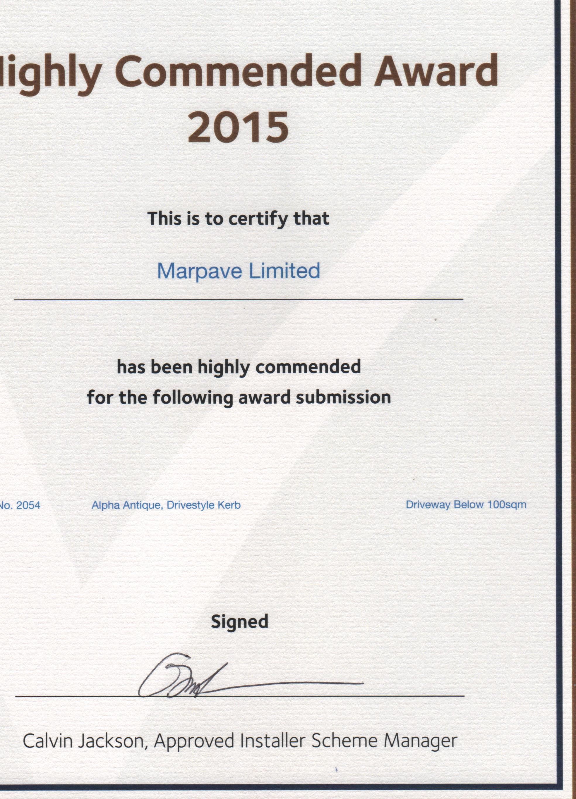 Highly Commended 2015