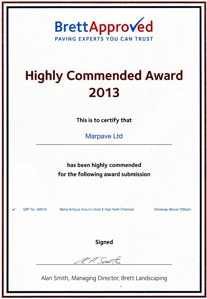 Highly Commended Award for Alpha Antique 400m2 Driveway